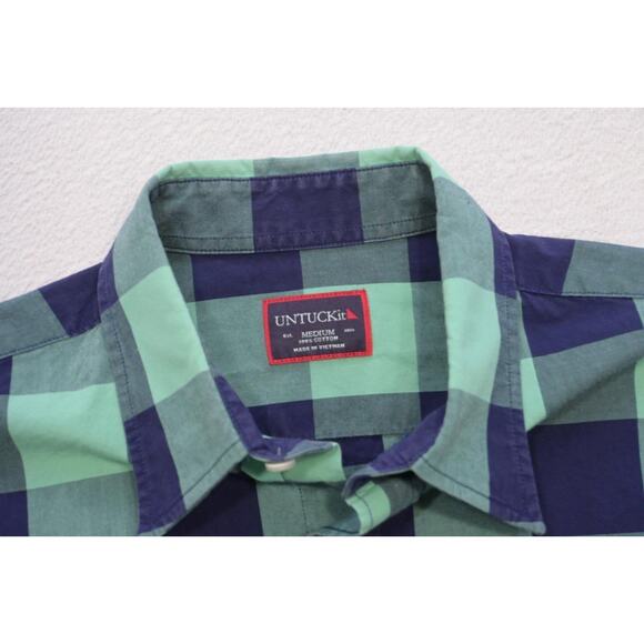 UntuckIt Dress Shirt Designer Plaid Classic Fit Long Sleeve Mens Size Medium - Picture 6 of 7